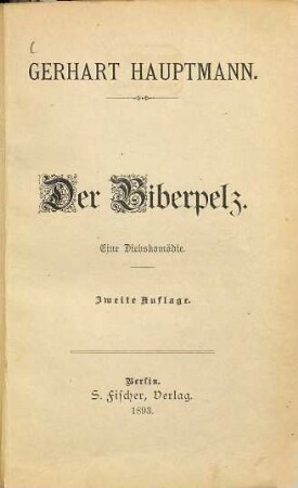 Der Biberpelz : Eine Diebskomödie