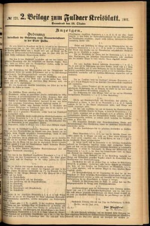 Dritte Ausgabe vom Samstag, den 12. Oktober 1901.