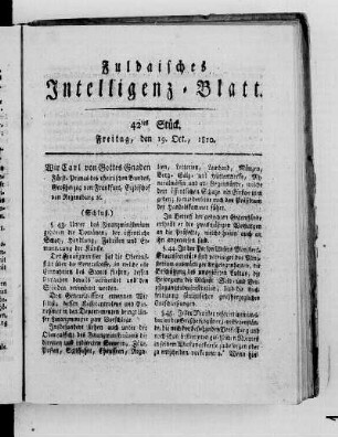 42tes Stück, Ausgabe vom 19. Oct. 1810