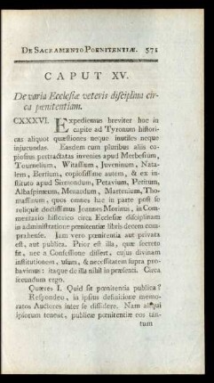 Caput XV. De varia Ecclesiae veteris disciplina circa poenitentiam