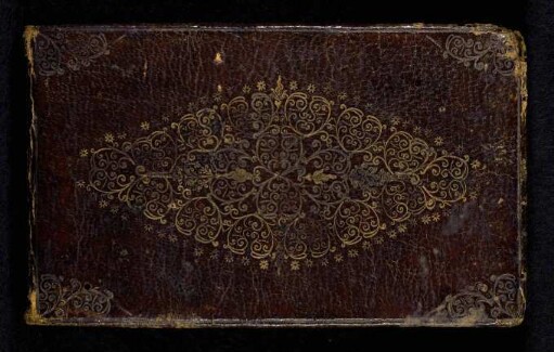 Einband (gold geprägtes schwarzes Leder)