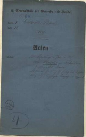 Patent des Otto Hutzler in Tiefenstein, Großherzogtum Baden, auf den von ihm durch Zeichnung und Beschreibung näher dargelegten Bierpressions-Apparat