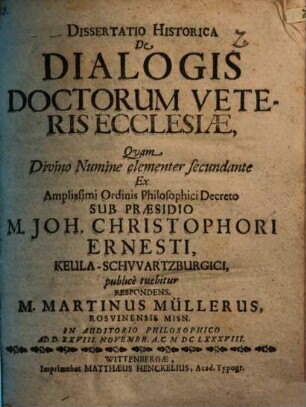 Diss. hist. de dialogis doctorum veteris ecclesiae