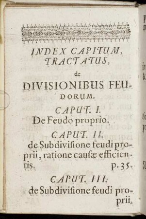 Index Capitum, Tractatus, de Divisionibus Feudorum.