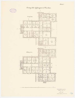 Amtsgericht und Gefängnis, Wreschen: Gefängnis: Grundriss Keller, Erdgeschoss 1:100