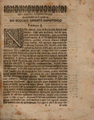 De Sudore Christi Sangvineo, Utrum Naturalis Fuerit? Disqvisitio Physica