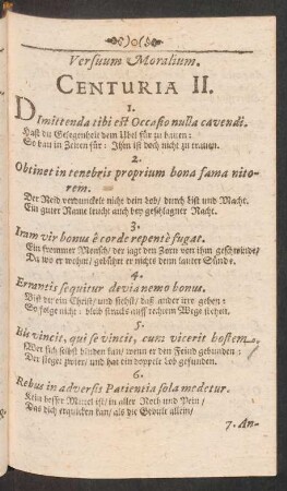 Versuum Moralium. Centuria II.