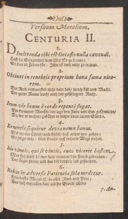 Versuum Moralium. Centuria II.