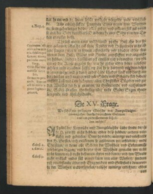 De XV. Frage.