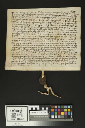 Jugenheim: Litera venditionis qua Fritzo de Gugenheim armiger Capitulo ecclesie Mogunt. vendidit annuos redditus duodecim maltrorum Tritici super ...