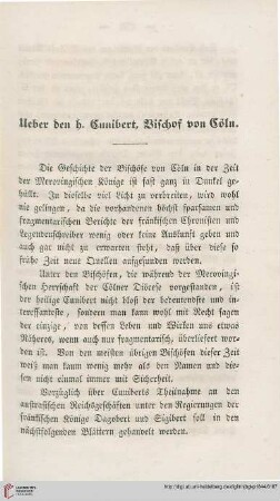 2: Ueber den h. Cunibert : Bischof von Cöln