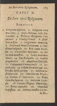 Caput II. De Iure circa Religionem.