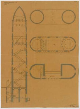 Fischer, Theodor; Ulm; Garnisonkirche (Pauluskirche) - Turm (Schnitte)
