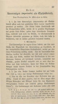 67-104 Ueber Unvermögen (impotentia) als Ehehinderniß