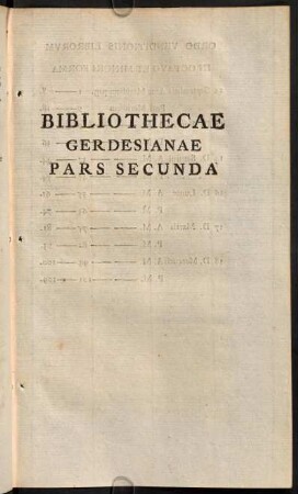 Bibliothecae Gerdesianae Pars Secunda