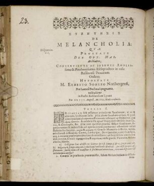 [...] De Melancholia: [...]