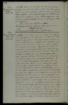 Venia Aetatis des Studierenden Sartorius.