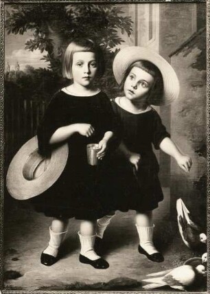 Die Söhnchen des Malers, Tauben fütternd : Die Söhnchen des Malers, Tauben fütternd. Ölgemälde (um 1840; A. G. Zimmermann). Breslau (Privatbesitz Prof. Fritz Geller)