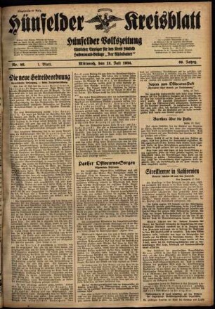 Erste Ausgabe vom Mittwoch, den 18. Juli 1934.