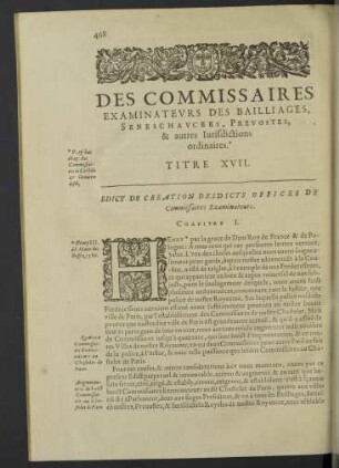 Des commissaires examinateurs des bailliages ... Titre XVII.