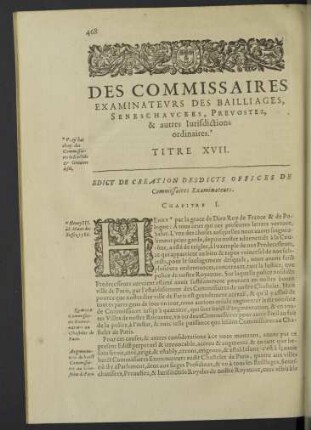 Des commissaires examinateurs des bailliages ... Titre XVII.