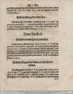 Vom Fünffeck. Dasselbe in einen Circul zumachen.