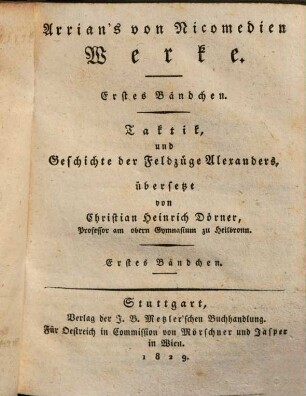 Arrian's von Nicomedien Werke, Abth. 1 = Bdch. 1-3