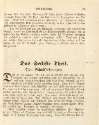 Das Sechste Theil, Von SchulOrdnungen