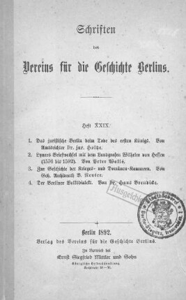 Das juristische Berlin beim Tode des ersten Königs