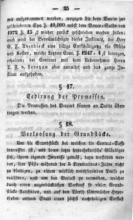 § 18. Verloosung der Grundstücke.