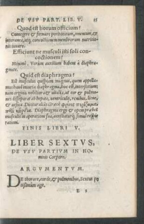 Liber Sextus, De Usu Partium In Hominis Corpore.