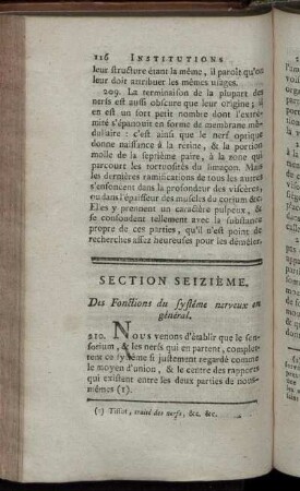 Section Seizième. Des Fonctions du système nerveux en général