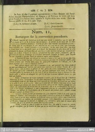 Num. 11. Remarques sur la convention precedente