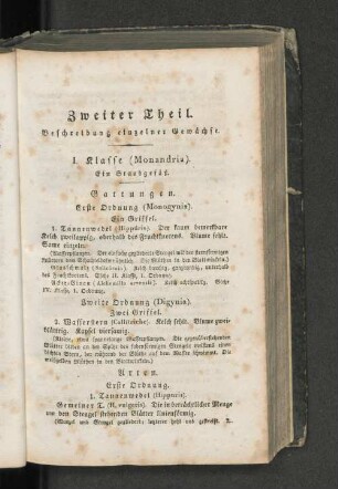 Zweiter Theil. Beschreibung einzelner Gewächse.