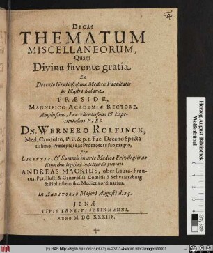 Decas Thematum Miscellaneorum