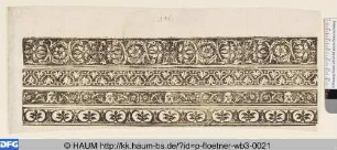 Vier Ornamentleisten (drei auf schwarzem Grund)