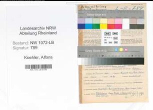 Entnazifizierung Alfons Koehler , geb. 13.01.1897 (Bahnbeamter)