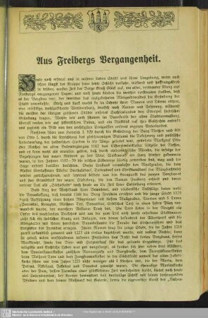 Aus Freibergs Vergangenheit