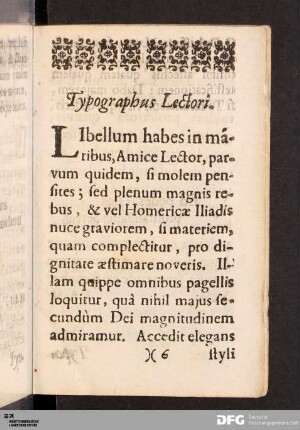 Typographus Lectori.