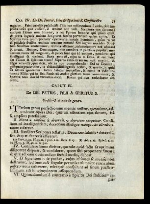 Caput IV. De Dei Patris, Filii & Spiritus S. Consilio & decreto ...