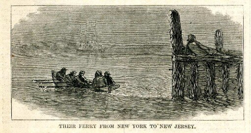 Their ferry from New York to New Jersey : Tweed wird im Hafen von einem Ruderboot abgeholt