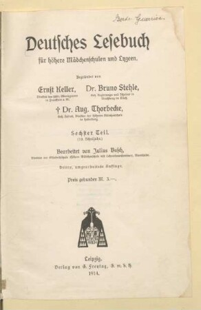 Teil 6 = (10. Schuljahr), [Schülerband]: [Teil 6 = (10. Schuljahr), [Schülerband]]