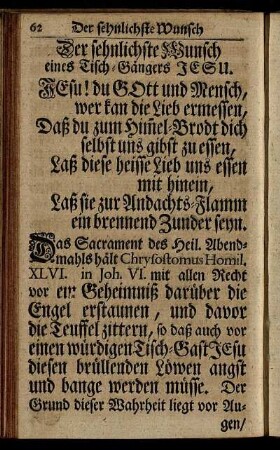 Der sehnlichste Wunsch eines Tisch-Gängers Jesu.