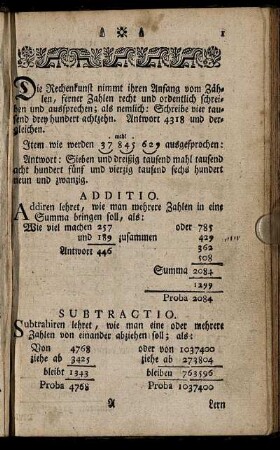 Additio. - Regula de Tri in Brüchen.