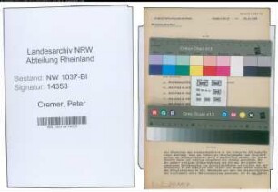 Entnazifizierung Peter Cremer , geb. 19.02.1900 (Lehrer)