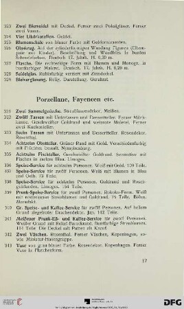 Porzellane, Fayencen etc. (Nr. 331-497)