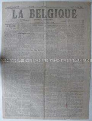Belgische Tageszeitung "La Belgique" mit Meldungen und Berichten zum Kriegsgeschehen
