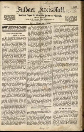 Ausgabe vom Mittwoch, den 03. Januar 1877.