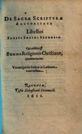 De Sacrae Scripturae Auctoritate