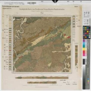 Biggetalsperre geologische Karte Olpe (1940) 1 : 25 000 45 x 47 Einzeichnung in Druck der Geologischen Karten von Preußen Ruhrtalsperrenverein Regierung Arnsberg